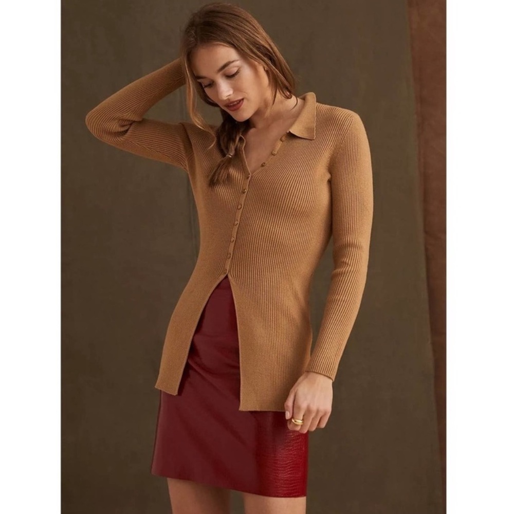 Anthropologie Maeve Ribbed Slim Cardigan Sz S